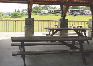 picnic tables at RV park